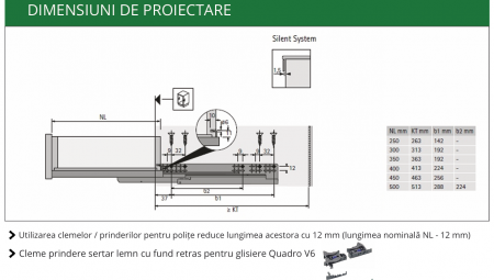 Glisiere soft close Quadro V6 extragere Totală, marca Hettich  [3]