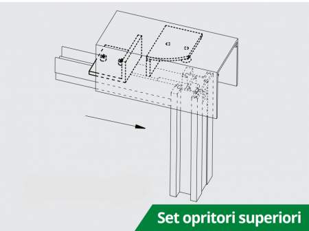 In Out Drive Wood -Sistem de glisare cu sina inferioara pentru usi din lemn - In Out Drive Wood - Set (2 buc) opritori superiori