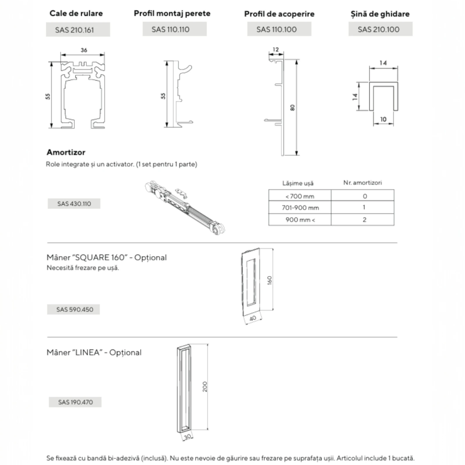 In Out Fly Wood – Șină superioară (cale de rulare) pentru sistem uși de trecere din lemn [4]