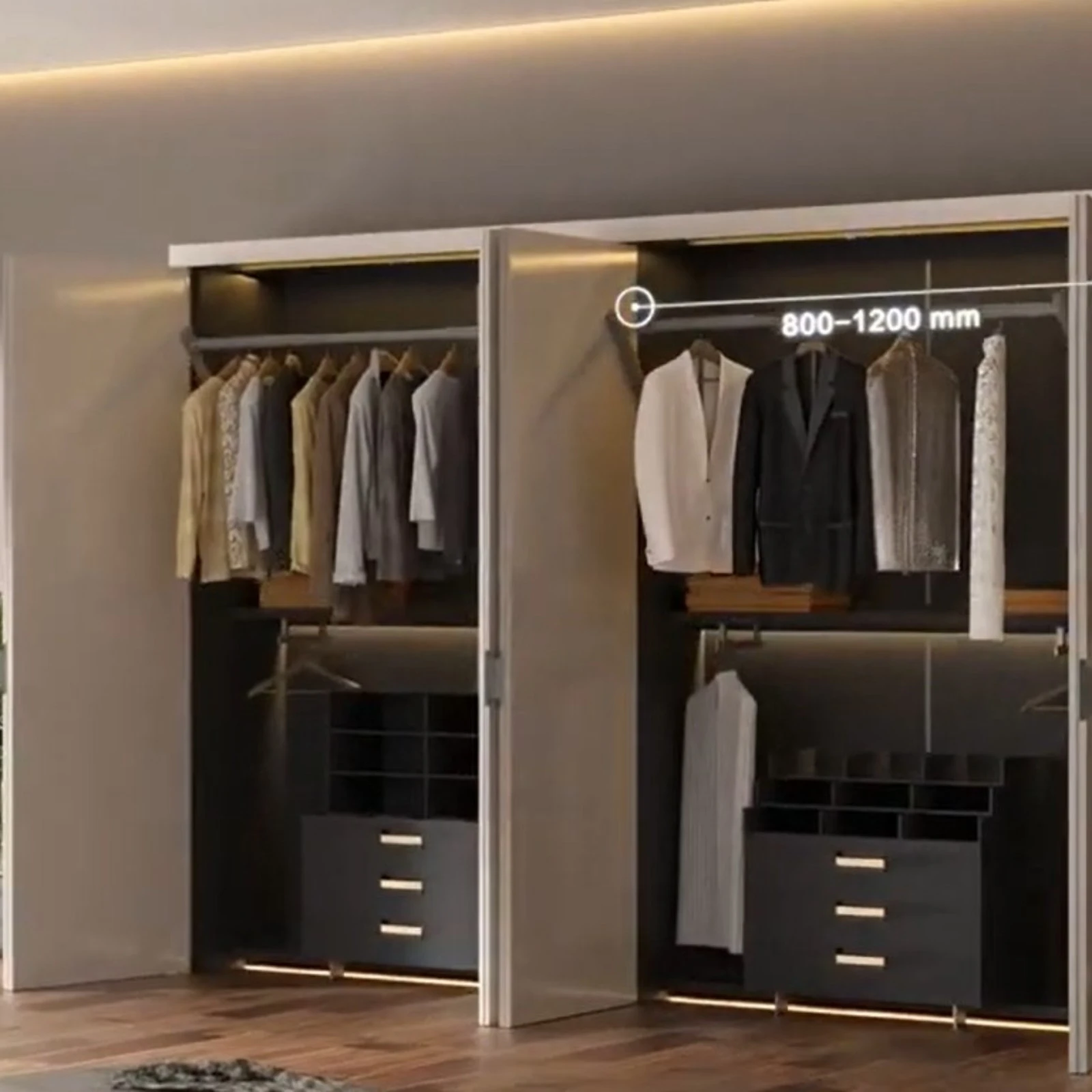 Lift electric pentru garderobă JIECANG – sistem automat coborâre bară haine, cu telecomandă [2]