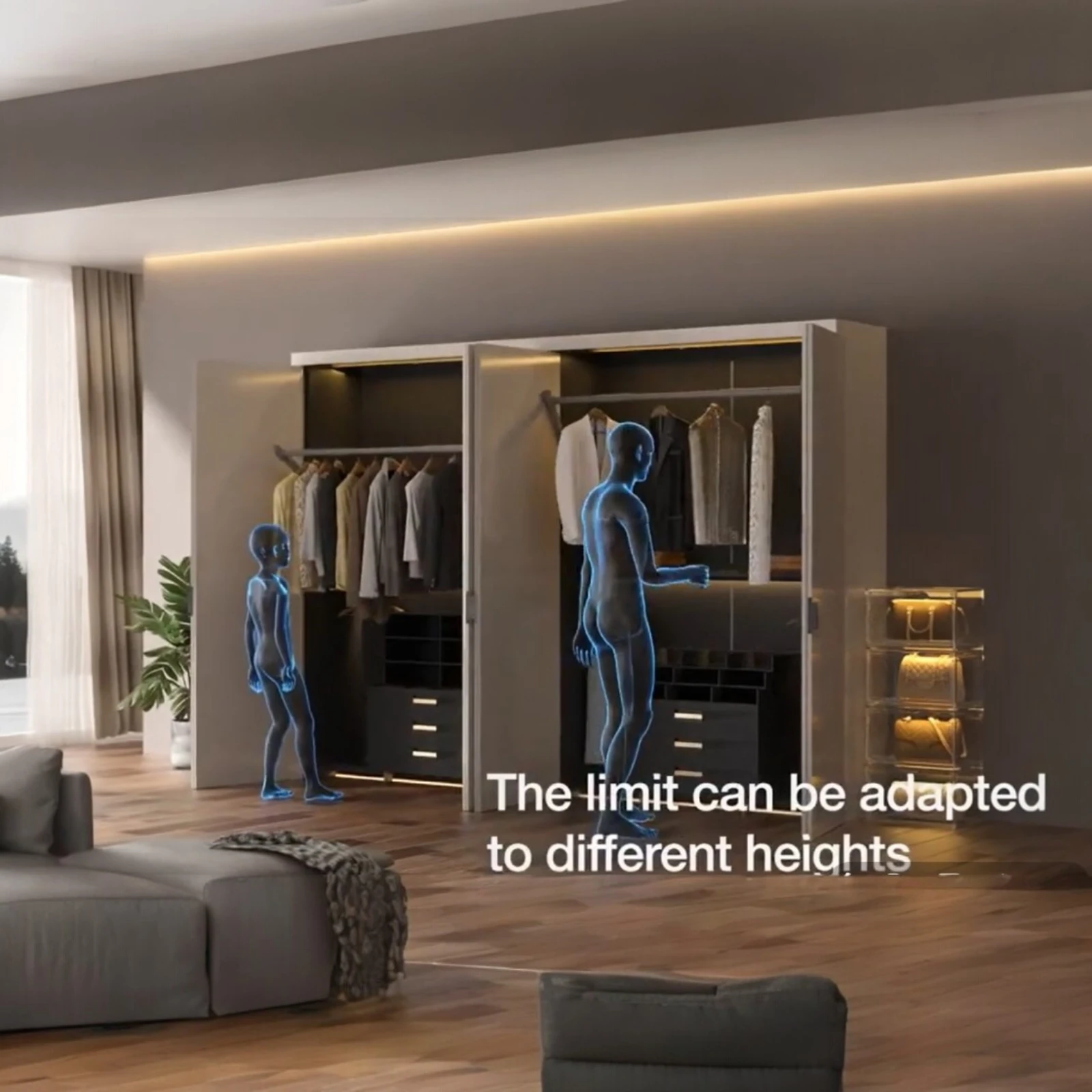 Lift electric pentru garderobă JIECANG – sistem automat coborâre bară haine, cu telecomandă [5]