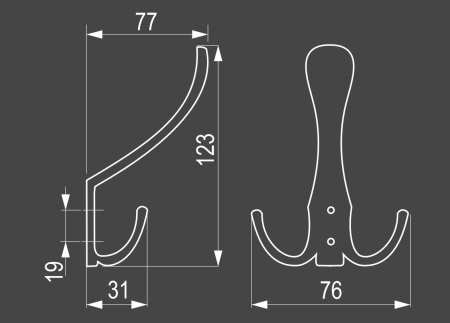 Agățătoarea pentru cuier Lugo Hook  76 x 123 mm [2]