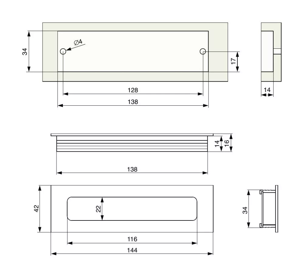 Mâner încastrat RXZ01 - Aluminiu anodizat [1]