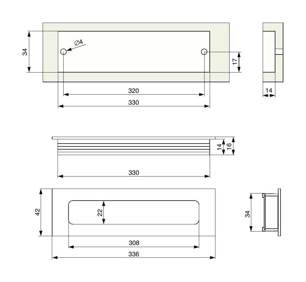 Mâner încastrat RXZ01 - Aluminiu anodizat [1]