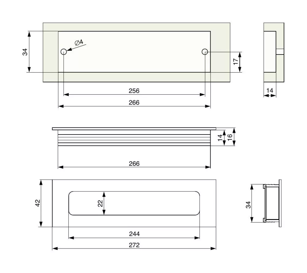 Mâner încastrat RXZ01 - Aluminiu anodizat [1]
