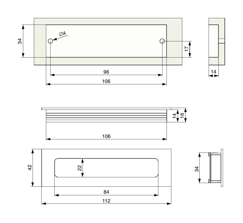 Mâner încastrat RXZ01 - Aluminiu anodizat [1]