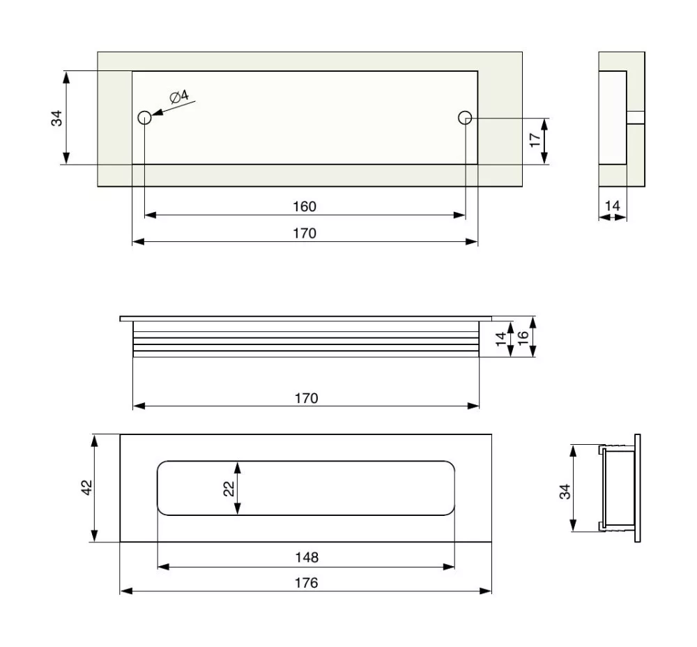 Mâner încastrat RXZ01 - imitație INOX [1]