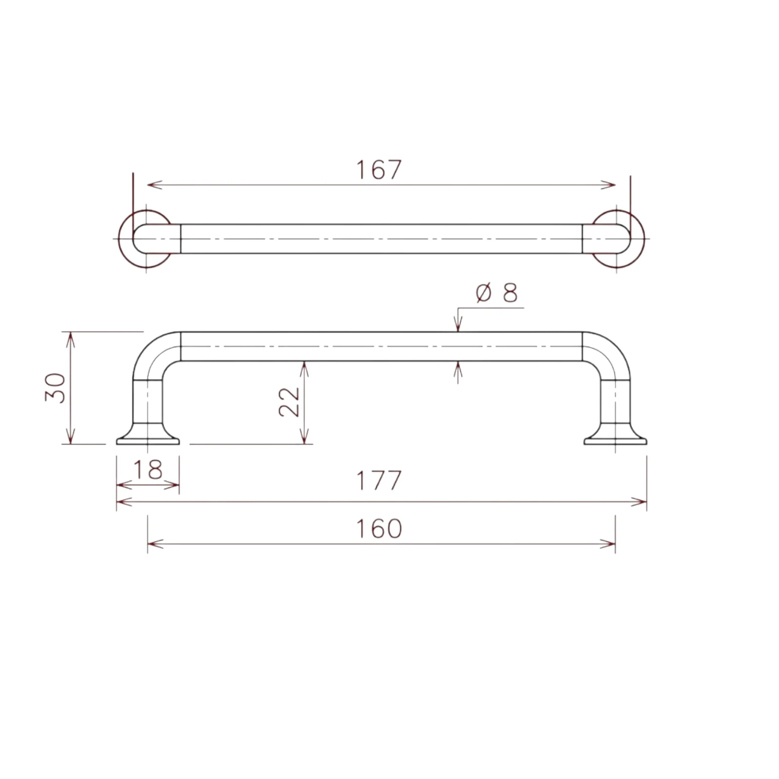 Mâner metalic Cors pentru mobilier – interax 160 mm [1]