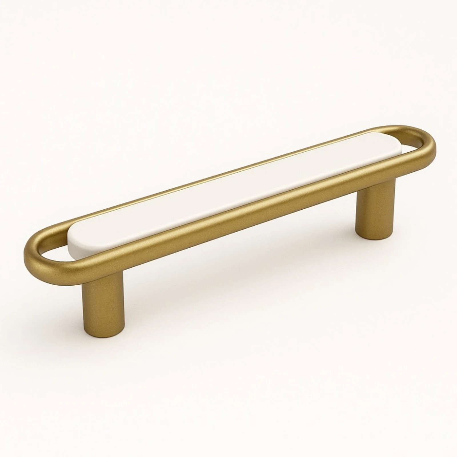 Manere pentru mobilă - Maner metalic mobilier Lungo Deluxe  Alb & Auriu mat