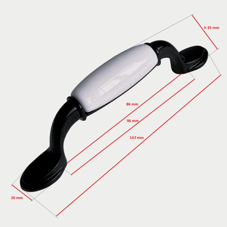Mâner mobilier Antichizat Porțelan VG 96 mm [1]