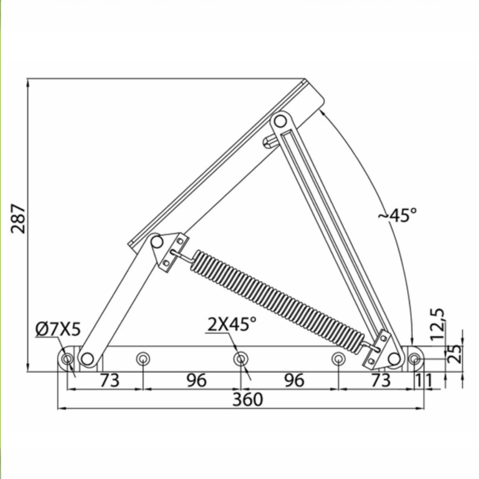 Mecanism cu arc VG Lift-Up 45° pentru canapele cu ladă [3]