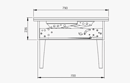 Mecanism masă rabatabilă h 400 mm transformabil h 740 mm (cu blocaj) [5]