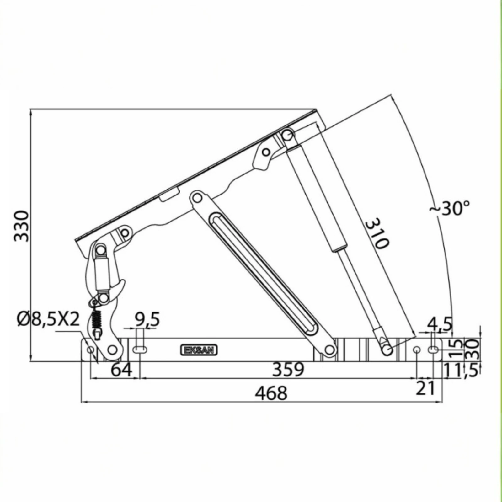 Mecanism piston gaz (cu blocare) VG ridicare pat rabatabil 30° acces ladă depozitare [2]