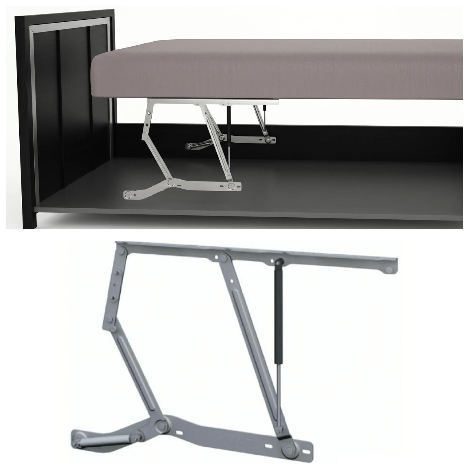 Mecanisme pentru canapele extensibile - Mecanism piston gaz VG ridicare pat rabatabil 35° + poziție verticală – acces ladă depozitare