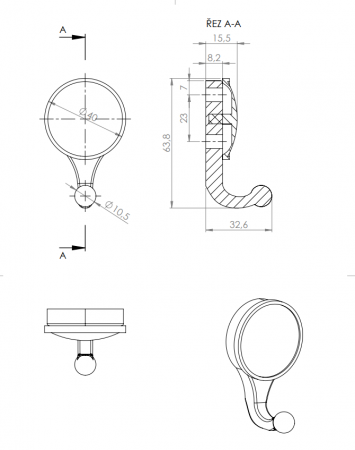 Agățătoarea pentru cuier Murero Hook 40 x 63 mm [3]