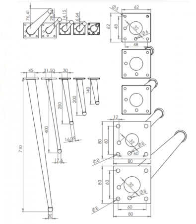 Picior Bone finisaj Auriu mat [4]