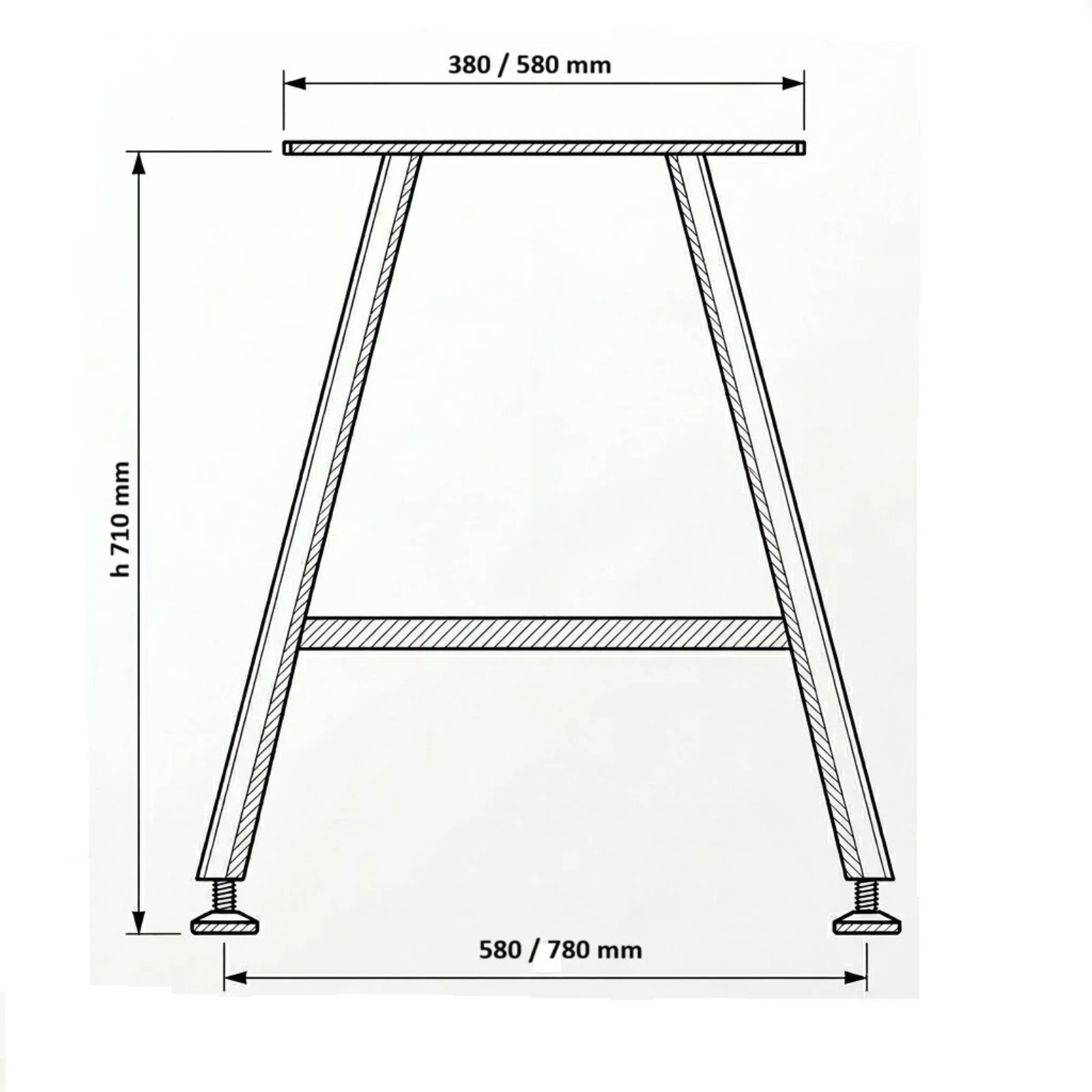Picior de masă VG tip A demontabil din profil metalic [2]
