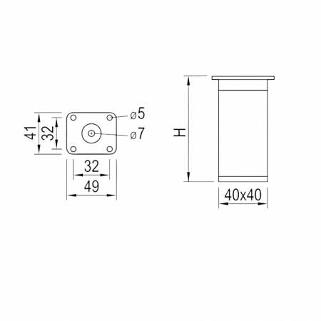 Picior mobilier FA009 h 150mm [1]