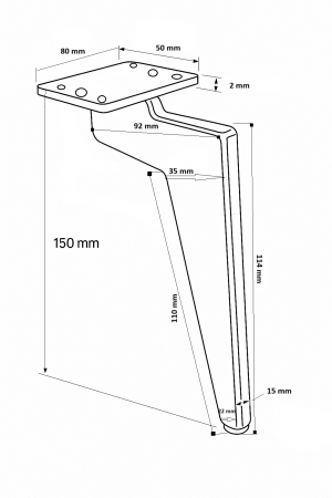 Picior mobilier ZENO VG h 150 mm [1]