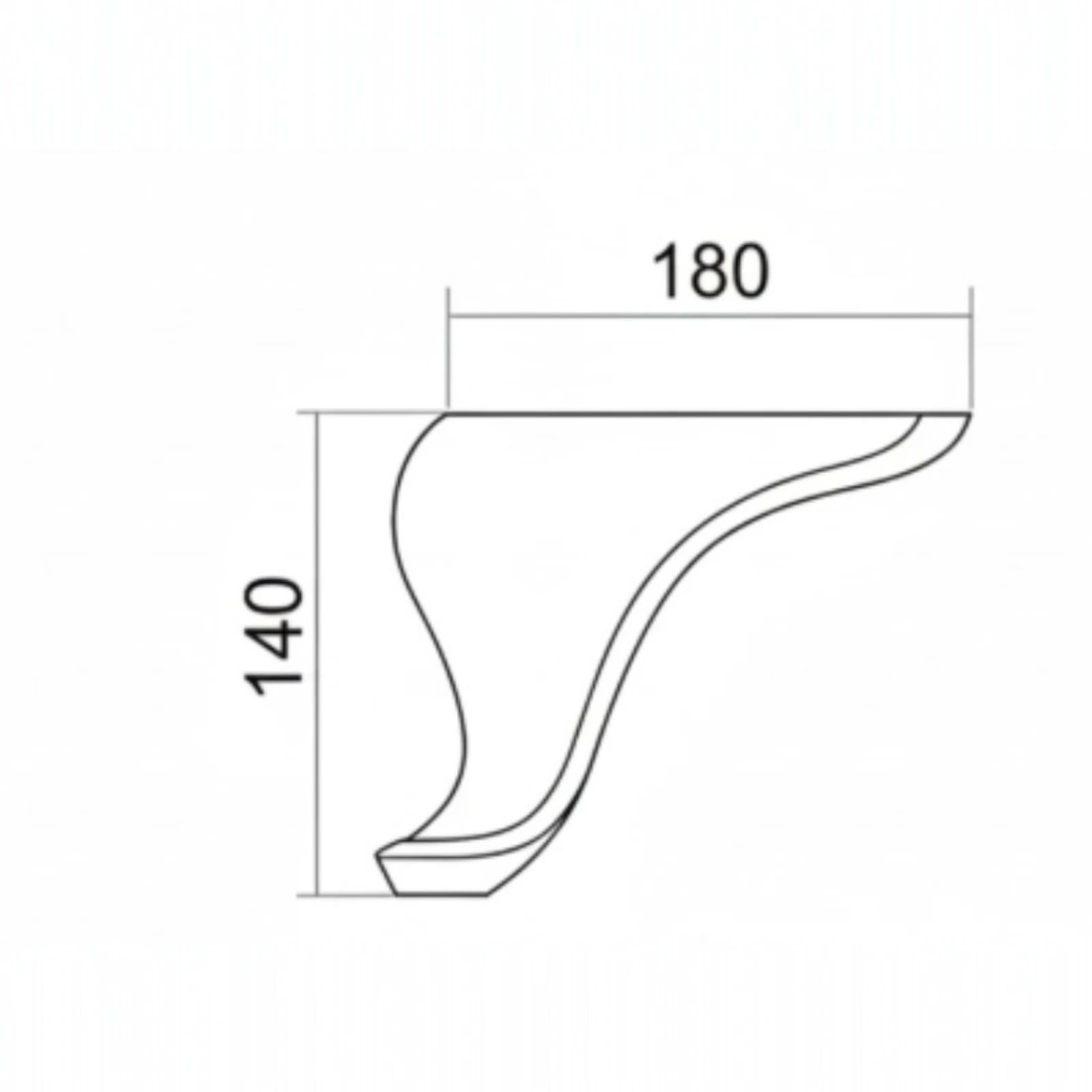 Picior Sofa S - Curve VG, Plastic finisaj Alb h 140 mm [2]