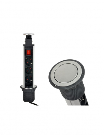 Prize Incorporabile - Sistemul  încorporabil Lift Box tip turn  retractabil cu 3 prize Schuko