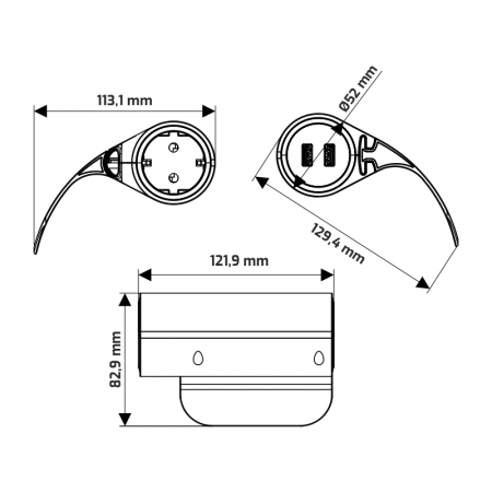 Priza Schuko  Sofa Box cu 2 porturi USB 5V / 2.4 A [3]
