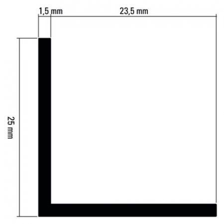 Profil Aluminiu 90° - 1,5 mm, Argintiu mat [1]