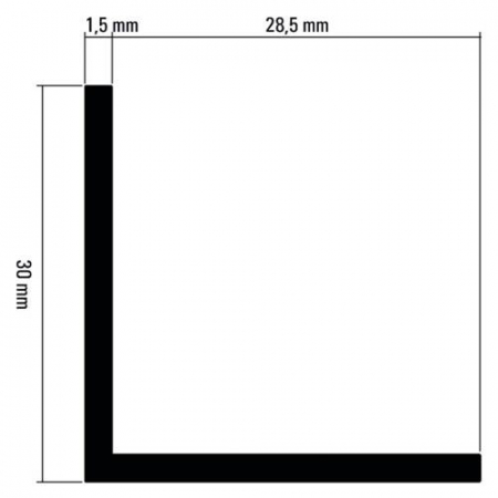 Profil Aluminiu 90° - 1,5 mm, finisaj Oțel lucios [1]