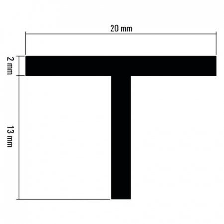 Profil aluminiu tip "T" - finisaj Oțel lucios [1]