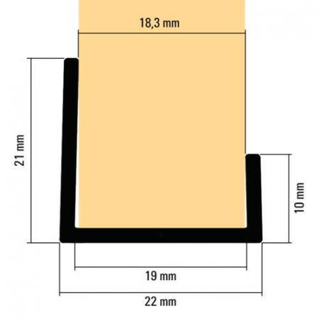 Profil aluminiu tip "U" laturi inegale- placa 18 mm [1]