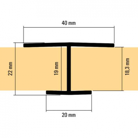 Profil îmbinare tip "H"  laturi inegale - placă 18 mm [1]