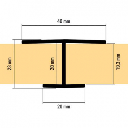 Profil îmbinare tip "H"  laturi inegale - placă 19 mm [1]