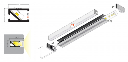 Profil LED HI8 pentru trepte [4]