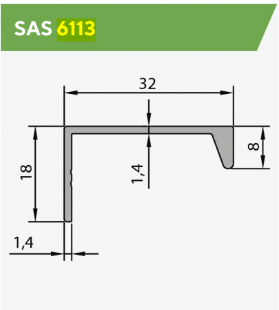 Profil mâner  SAS 6113 din aluminiu - pentru fronturi [9]