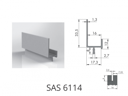 Profil mâner SAS 6114 din aluminiu - pentru fronturi [1]
