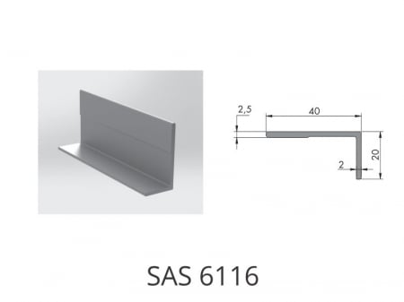 Profil maner din aluminiu, pentru fronturi - Profil mâner SAS 6116 din aluminiu - pentru fronturi
