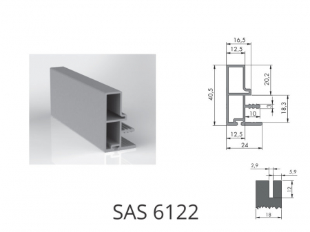 Profil mâner SAS 6122 din aluminiu pentru uși glisante aplicate [1]