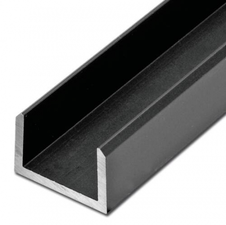 Profiluri  tip "U" - Profil aluminiu tip 'U' -  laturi egale și margini teșite – Negru mat