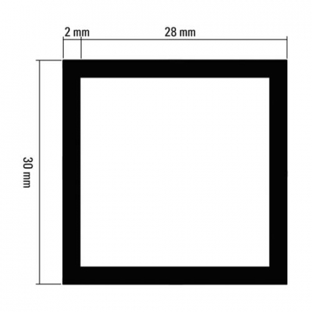Profil Tub  pătrat din  aluminiu - 2 mm [1]