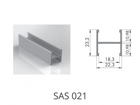 Profil Maner pentru Usi Glisante - SAS 021 Profil traversă pentru uși glisante