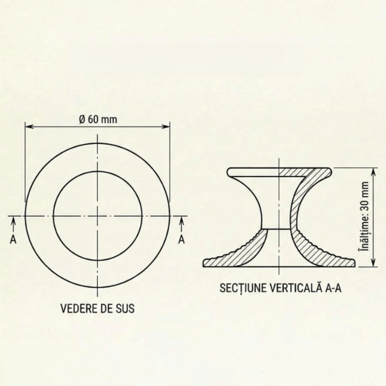 Viena - Buton mobilier / Cuier decorativ cu bază circulară striată [2]