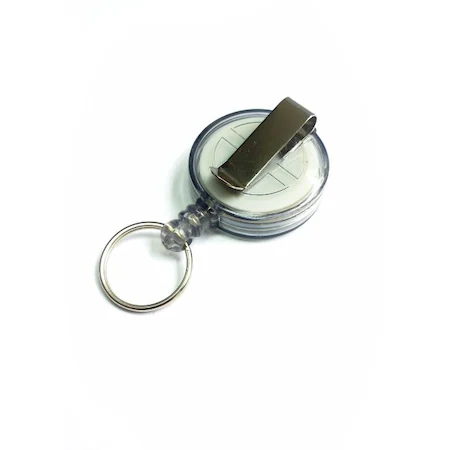 Snur ( rola ) retractabil mini, cu inel si clips pentru curea, Gri transparent [2]