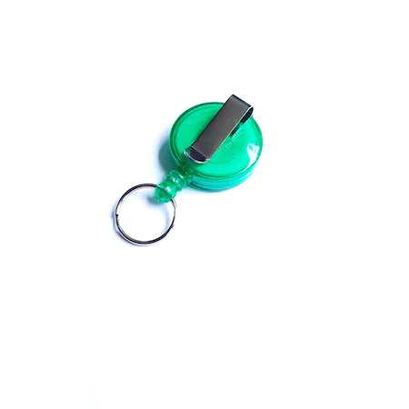 Snur ( rola ) retractabil mini, cu inel si clips pentru curea, CardKeep, Verde transparent [1]