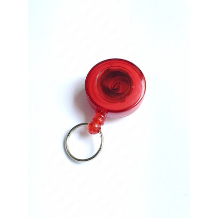 Role retractabile - Snur ( rola ) retractabil mini, cu inel si clips pentru curea, CardKeep, Rosu transparent