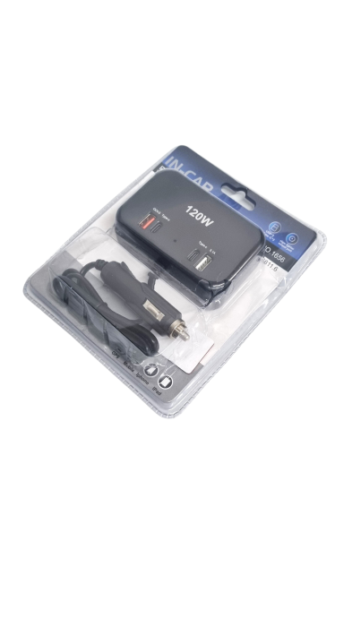Adaptor bricheta auto cu 3 intrari, mufe Incarcare Rapida QC, USB, 2x PD 120W 12-24V [4]