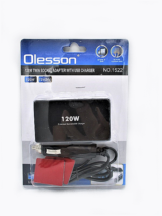 Adaptor bricheta auto cu 2 intrari LED, mufa USB Olesson 1522 [2]