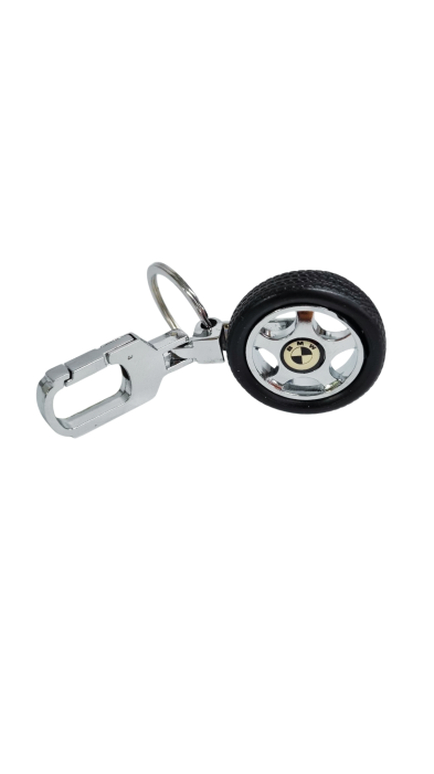 Breloc chei auto tip roata rotativa cu anvelopa si logo auto metalic [2]