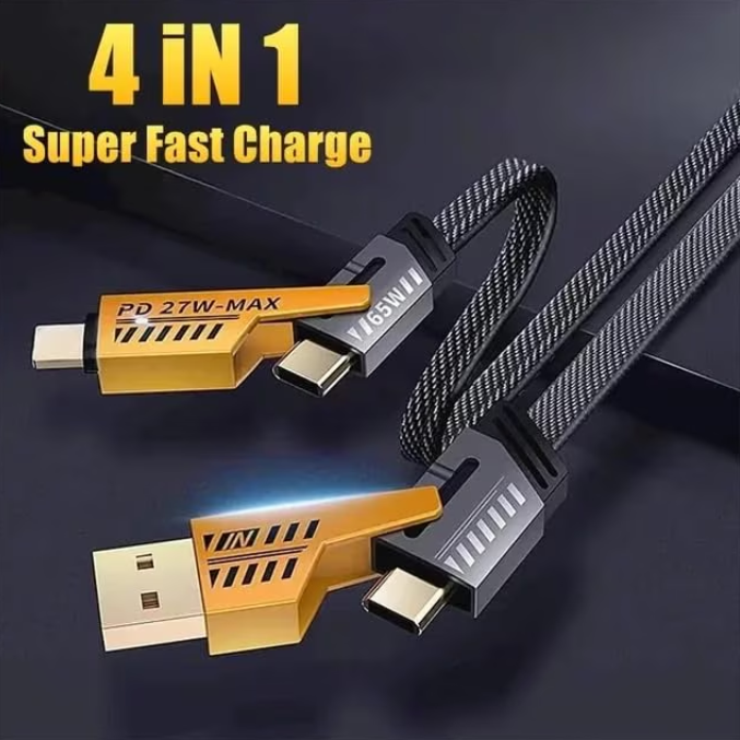 Cablu date Incarcare Rapida 4 in 1, 65W, 1.2m, Negru [2]
