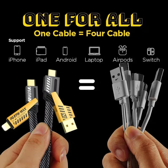 Cablu date Incarcare Rapida 4 in 1, 65W, 1.2m, Negru [3]