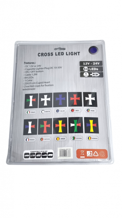 Cruce iluminata 84 Led Romania cu Alimentare la Bricheta 12-24V [4]
